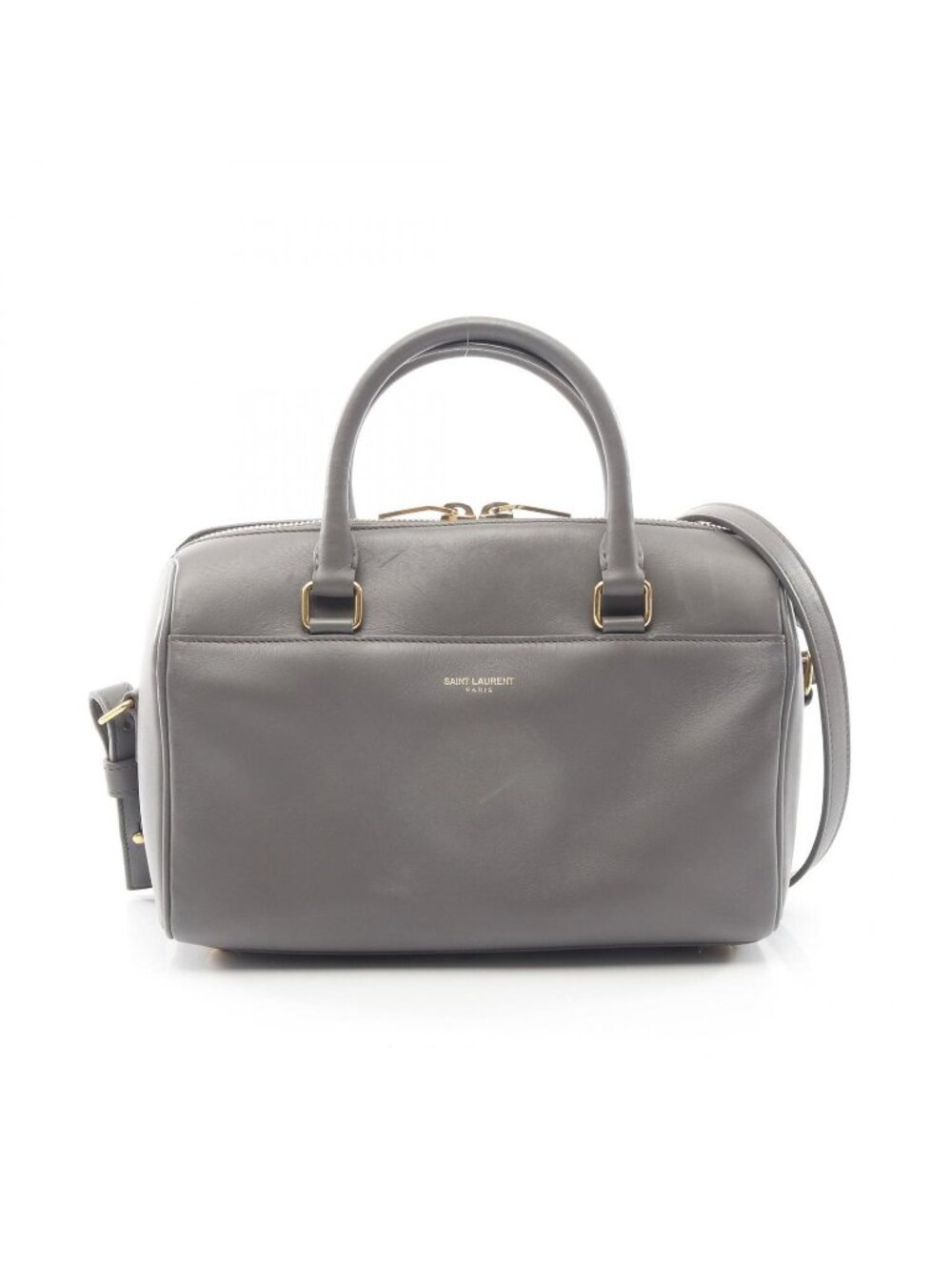 Saint Laurent Paris Handbag Baby Duffle 2-Way Gray Leather Shoulder Bag